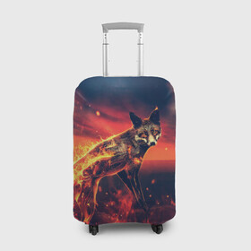 Чехол для чемодана 3D с принтом Огненная лиса в Кировске, 86% полиэфир, 14% спандекс | двустороннее нанесение принта, прорези для ручек и колес | fox | foxy | животное | звери | лиса | лисенок | лисичка | милая | рыжая | фокс
