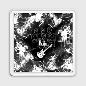 Магнит 55*55 с принтом The Beatles в Кировске, Пластик | Размер: 65*65 мм; Размер печати: 55*55 мм | beatles | music | retro | rock | битлз | гитара | джон леннон | джордж харрисон | дым | логотипы групп | музыка | песни | пол маккартини | ретро | ринго старр | рок группа | рокерские | старый рок | черно белый