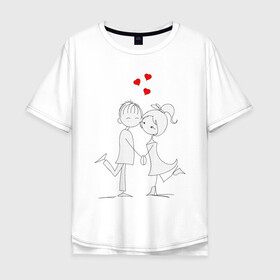 Мужская футболка хлопок Oversize с принтом Вечерние прогулки в Кировске, 100% хлопок | свободный крой, круглый ворот, “спинка” длиннее передней части | люблю | парные | сердце | шары воздушные