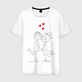 Мужская футболка хлопок с принтом Вечерние прогулки в Кировске, 100% хлопок | прямой крой, круглый вырез горловины, длина до линии бедер, слегка спущенное плечо. | люблю | парные | сердце | шары воздушные