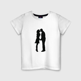 Детская футболка хлопок с принтом Влюбленные в Кировске, 100% хлопок | круглый вырез горловины, полуприлегающий силуэт, длина до линии бедер | люблю | парные | сердце | шары воздушные
