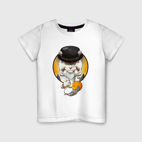 Детская футболка хлопок с принтом Кот Джентльмен  из Британии  в Кировске, 100% хлопок | круглый вырез горловины, полуприлегающий силуэт, длина до линии бедер | cat | звери | киса | киска | кисуля | кот | кот мем | коты | кошак | кошечка | кошка | мем | мышка | с кошкой