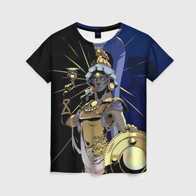 Женская футболка 3D с принтом Hades Афина в Кировске, 100% полиэфир ( синтетическое хлопкоподобное полотно) | прямой крой, круглый вырез горловины, длина до линии бедер | hades | афина | игра | компьютерная | подарок | половина | синий | хейдс | хэйдс | черный