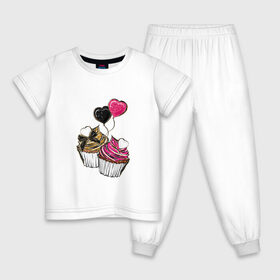 Детская пижама хлопок с принтом Кексики в Кировске, 100% хлопок |  брюки и футболка прямого кроя, без карманов, на брюках мягкая резинка на поясе и по низу штанин
 | Тематика изображения на принте: сладости | шары