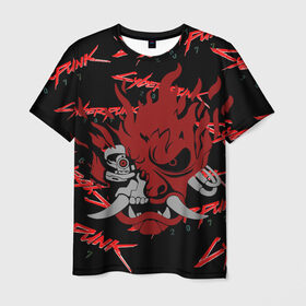 Мужская футболка 3D с принтом Cyberpunk2077 red samurai в Кировске, 100% полиэфир | прямой крой, круглый вырез горловины, длина до линии бедер | 2077 | cyber punk 2077 | cyberpunk | cyberpunk2077art | red | samurai | киберпанк | красный 2077