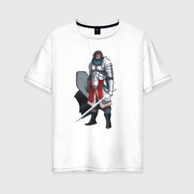 Женская футболка хлопок Oversize с принтом hero в Кировске, 100% хлопок | свободный крой, круглый ворот, спущенный рукав, длина до линии бедер
 | fantasy | games | hero | герой | игры