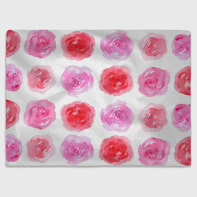 Плед 3D с принтом Розы в Кировске, 100% полиэстер | закругленные углы, все края обработаны. Ткань не мнется и не растягивается | весна | красный | паттерн | розовый | розы | цветы