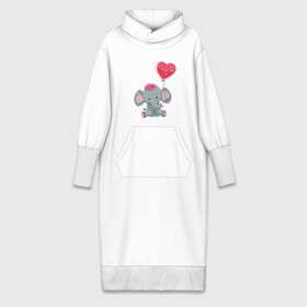 Платье удлиненное хлопок с принтом Влюбленный слоник в Кировске,  |  | влюбленность | животные | мальчик | парные | сердце | слоник | шары