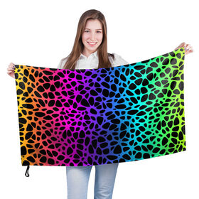 Флаг 3D с принтом Неоновый градиент в Кировске, 100% полиэстер | плотность ткани — 95 г/м2, размер — 67 х 109 см. Принт наносится с одной стороны | абстракция | градиент | неон | радуга | узор | фон | яркий узор