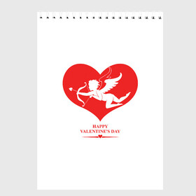 Скетчбук с принтом Happy Valentines Day в Кировске, 100% бумага
 | 48 листов, плотность листов — 100 г/м2, плотность картонной обложки — 250 г/м2. Листы скреплены сверху удобной пружинной спиралью | 14 февраля | love | valentines day | амур | валентинка | вторая половинка | день всех влюбленных | купидон | любовь | отношения | подарок любви | поцелуй | праздник любви | романтика | свидание | сердечки