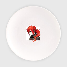 Тарелка с принтом Дилюк в Кировске, фарфор | диаметр - 210 мм
диаметр для нанесения принта - 120 мм | арт | дилюк | красные волосы | красный | рисунок