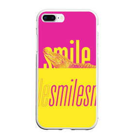 Чехол для iPhone 7Plus/8 Plus матовый с принтом Улыбнись (крокодил) в Кировске, Силикон | Область печати: задняя сторона чехла, без боковых панелей | smile | гена | желтый | крокодил | позитив | розовый | улыбка | улыбнись
