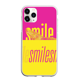 Чехол для iPhone 11 Pro матовый с принтом Улыбнись (крокодил) в Кировске, Силикон |  | smile | гена | желтый | крокодил | позитив | розовый | улыбка | улыбнись