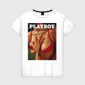 Женская футболка хлопок с принтом PLAYBOY в Кировске, 100% хлопок | прямой крой, круглый вырез горловины, длина до линии бедер, слегка спущенное плечо | playboy | девушка | любовь
