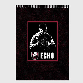 Скетчбук с принтом Echo в Кировске, 100% бумага
 | 48 листов, плотность листов — 100 г/м2, плотность картонной обложки — 250 г/м2. Листы скреплены сверху удобной пружинной спиралью | echo | r6s | rainbow six siege | оперативник | персонаж | эхо