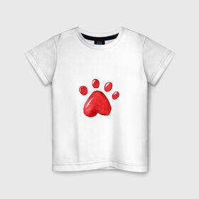 Детская футболка хлопок с принтом Кошачья лапка в Кировске, 100% хлопок | круглый вырез горловины, полуприлегающий силуэт, длина до линии бедер | котьи лапки | котэ