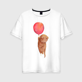 Женская футболка хлопок Oversize с принтом Котейка в Кировске, 100% хлопок | свободный крой, круглый ворот, спущенный рукав, длина до линии бедер
 | воздушный шар | котик | полетаем