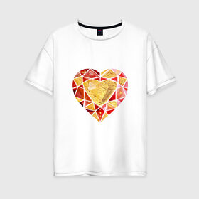 Женская футболка хлопок Oversize с принтом Сердечко в Кировске, 100% хлопок | свободный крой, круглый ворот, спущенный рукав, длина до линии бедер
 | люблю | парные