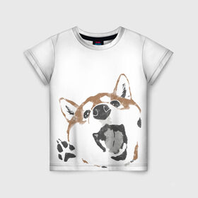 Детская футболка 3D с принтом Shiba Inu в Кировске, 100% гипоаллергенный полиэфир | прямой крой, круглый вырез горловины, длина до линии бедер, чуть спущенное плечо, ткань немного тянется | shiba inu | сиба ину | собака
