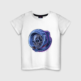Детская футболка хлопок с принтом Мертвый астронавт в Кировске, 100% хлопок | круглый вырез горловины, полуприлегающий силуэт, длина до линии бедер | астронавт | глаза | голова | космонавт | космос | мертвый | череп | шлем