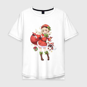 Мужская футболка хлопок Oversize с принтом Рождественская Кли в Кировске, 100% хлопок | свободный крой, круглый ворот, “спинка” длиннее передней части | арт | игрушка эмбер | кли | рисунок | рождество | танцующая игрушка | эмбер