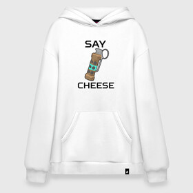 Худи SuperOversize хлопок с принтом Say Cheese в Кировске, 70% хлопок, 30% полиэстер, мягкий начес внутри | карман-кенгуру, эластичная резинка на манжетах и по нижней кромке, двухслойный капюшон
 | Тематика изображения на принте: awp | breeki | cheeki | counter | cs | easy | everyday | ez | gg | go | just | katka | kill | knife | lemon | luck | mid | no | one | plant | pz | rush | shot | skill | smoke | squeeze | strike | wp | вп | гг | изи | катка | контра