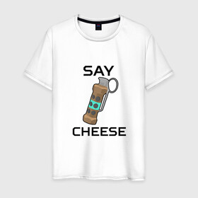 Мужская футболка хлопок с принтом Say Cheese в Кировске, 100% хлопок | прямой крой, круглый вырез горловины, длина до линии бедер, слегка спущенное плечо. | awp | breeki | cheeki | counter | cs | easy | everyday | ez | gg | go | just | katka | kill | knife | lemon | luck | mid | no | one | plant | pz | rush | shot | skill | smoke | squeeze | strike | wp | вп | гг | изи | катка | контра