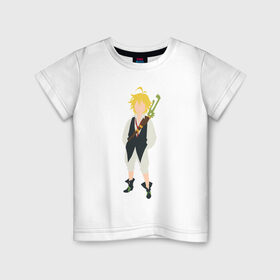 Детская футболка хлопок с принтом Мелиодас в Кировске, 100% хлопок | круглый вырез горловины, полуприлегающий силуэт, длина до линии бедер | anime | meliodas | the seven deadly sins | аниме | грех гнева | мелиодас | мультик