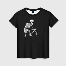 Женская футболка 3D с принтом Slavs Skeleton в Кировске, 100% полиэфир ( синтетическое хлопкоподобное полотно) | прямой крой, круглый вырез горловины, длина до линии бедер | snap | snap collection | гопник | скелет | славян