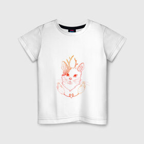 Детская футболка хлопок с принтом Рогатая кошка и мыши в Кировске, 100% хлопок | круглый вырез горловины, полуприлегающий силуэт, длина до линии бедер | cat | mouse | кошка | мыши | рога