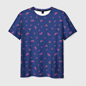 Мужская футболка 3D с принтом WATERMELON fresh в Кировске, 100% полиэфир | прямой крой, круглый вырез горловины, длина до линии бедер | berries | fresh | fruits | арбуз | летний | свежий | яркий