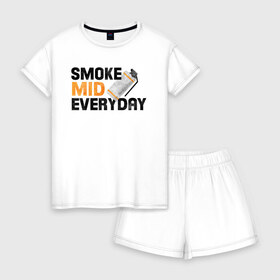 Женская пижама с шортиками хлопок с принтом Smoke Mid Everyday в Кировске, 100% хлопок | футболка прямого кроя, шорты свободные с широкой мягкой резинкой | asiimov | asimov | beast | counter | counter strike | cs | easy | ez | gg | ggwp | global | go | gradient | howl | hyper | mem | meme | memes | offensive | smoke | strike | азимов | вой | градиент | зверь | контра | лого | логотип