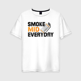 Женская футболка хлопок Oversize с принтом Smoke Mid Everyday в Кировске, 100% хлопок | свободный крой, круглый ворот, спущенный рукав, длина до линии бедер
 | asiimov | asimov | beast | counter | counter strike | cs | easy | ez | gg | ggwp | global | go | gradient | howl | hyper | mem | meme | memes | offensive | smoke | strike | азимов | вой | градиент | зверь | контра | лого | логотип