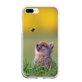 Чехол для iPhone 7Plus/8 Plus матовый с принтом Лисенок и пчелка в Кировске, Силикон | Область печати: задняя сторона чехла, без боковых панелей | fox | foxy | животное | звери | лиса | лисенок | лисичка | милая | рыжая | фокс