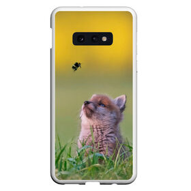Чехол для Samsung S10E с принтом Лисенок и пчелка в Кировске, Силикон | Область печати: задняя сторона чехла, без боковых панелей | fox | foxy | животное | звери | лиса | лисенок | лисичка | милая | рыжая | фокс