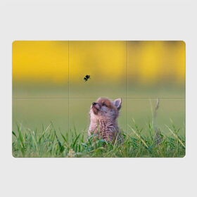 Магнитный плакат 3Х2 с принтом Лисенок и пчелка в Кировске, Полимерный материал с магнитным слоем | 6 деталей размером 9*9 см | Тематика изображения на принте: fox | foxy | животное | звери | лиса | лисенок | лисичка | милая | рыжая | фокс
