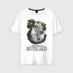 Женская футболка хлопок Oversize с принтом На природе в Кировске, 100% хлопок | свободный крой, круглый ворот, спущенный рукав, длина до линии бедер
 | anime | neverland | аниме | арт | графика