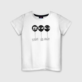 Детская футболка хлопок с принтом funny sad angry в Кировске, 100% хлопок | круглый вырез горловины, полуприлегающий силуэт, длина до линии бедер | воздушные шары | мемы | настроения лиц | эмоции