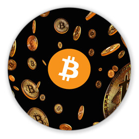 Коврик для мышки круглый с принтом BITCOIN в Кировске, резина и полиэстер | круглая форма, изображение наносится на всю лицевую часть | bitcoin | btc | биткоин | валюта | деньги | криптовалюта