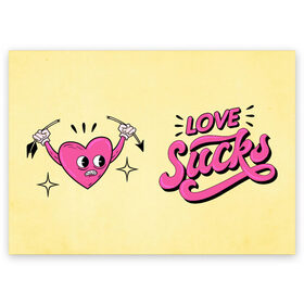 Поздравительная открытка с принтом Love Sucks в Кировске, 100% бумага | плотность бумаги 280 г/м2, матовая, на обратной стороне линовка и место для марки
 | 14 февраля | antivalentin | love | valentin | антивалентин | антивалентинка | день святого  валентина | купидон | любовь | подарок