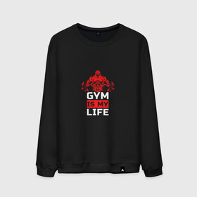 Мужской свитшот хлопок с принтом Gym is my life в Кировске, 100% хлопок |  | sport | гантеля | горила | зож | качок | мышцы | пауэрлифтинг | спорт | тяжелая атлетика | штанга