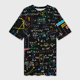 Платье-футболка 3D с принтом Математические формулы в Кировске,  |  | formulas | math | science | алгебра | вуз | высшая математика | график | графики | дифференциальные уравнения | квадрат | корень квадратный | косинус | математика | наука | синус | студент | тригонометрия