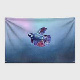 Флаг-баннер с принтом Рыбка в Кировске, 100% полиэстер | размер 67 х 109 см, плотность ткани — 95 г/м2; по краям флага есть четыре люверса для крепления | tegunvteg | акварель | аквариумнаярыбка | вода | петушок | рыбка