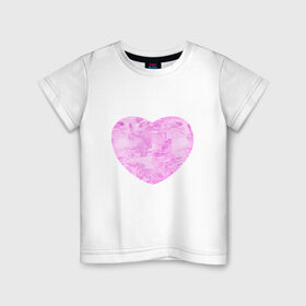 Детская футболка хлопок с принтом Акварельное сердце в Кировске, 100% хлопок | круглый вырез горловины, полуприлегающий силуэт, длина до линии бедер | 