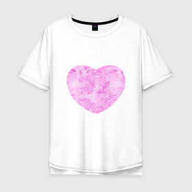 Мужская футболка хлопок Oversize с принтом Акварельное сердце в Кировске, 100% хлопок | свободный крой, круглый ворот, “спинка” длиннее передней части | 