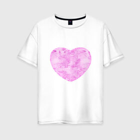 Женская футболка хлопок Oversize с принтом Акварельное сердце в Кировске, 100% хлопок | свободный крой, круглый ворот, спущенный рукав, длина до линии бедер
 | 