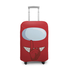 Чехол для чемодана 3D с принтом AMONG US RED IMPOSTOR в Кировске, 86% полиэфир, 14% спандекс | двустороннее нанесение принта, прорези для ручек и колес | астронавт | красный | мем | самозванец | трендовый | эмонг ас | яркий