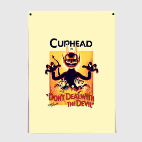 Постер с принтом Cuphead в Кировске, 100% бумага
 | бумага, плотность 150 мг. Матовая, но за счет высокого коэффициента гладкости имеет небольшой блеск и дает на свету блики, но в отличии от глянцевой бумаги не покрыта лаком | cup head | cuphead | game | games | игра | игры | кап хэд | купахэд