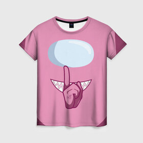 Женская футболка 3D с принтом AMONG US PINK IMPOSTOR в Кировске, 100% полиэфир ( синтетическое хлопкоподобное полотно) | прямой крой, круглый вырез горловины, длина до линии бедер | 