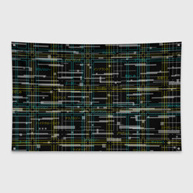 Флаг-баннер с принтом Cyberpunk Tartan в Кировске, 100% полиэстер | размер 67 х 109 см, плотность ткани — 95 г/м2; по краям флага есть четыре люверса для крепления | cyberpunk | glitch | глитч | киберпанк | клетка | матрица | узор | футуристичный | шотландка